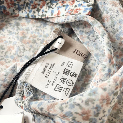 JUSGLITTY 新品タグ付 フリルネックシアーブラウス 小花柄