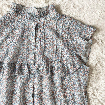 JUSGLITTY 新品タグ付 フリルネックシアーブラウス 小花柄