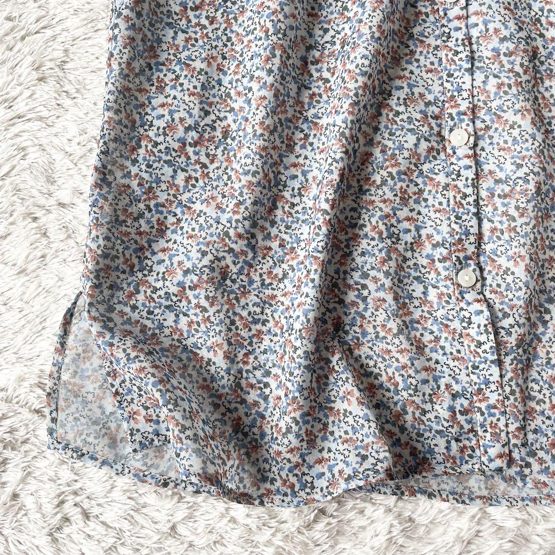 JUSGLITTY 新品タグ付 フリルネックシアーブラウス 小花柄