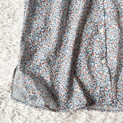 JUSGLITTY 新品タグ付 フリルネックシアーブラウス 小花柄