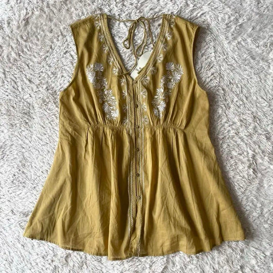 ヌキテパ 新品タグ付 ne Quittezpas ノースリーブ ブラウス 刺繍