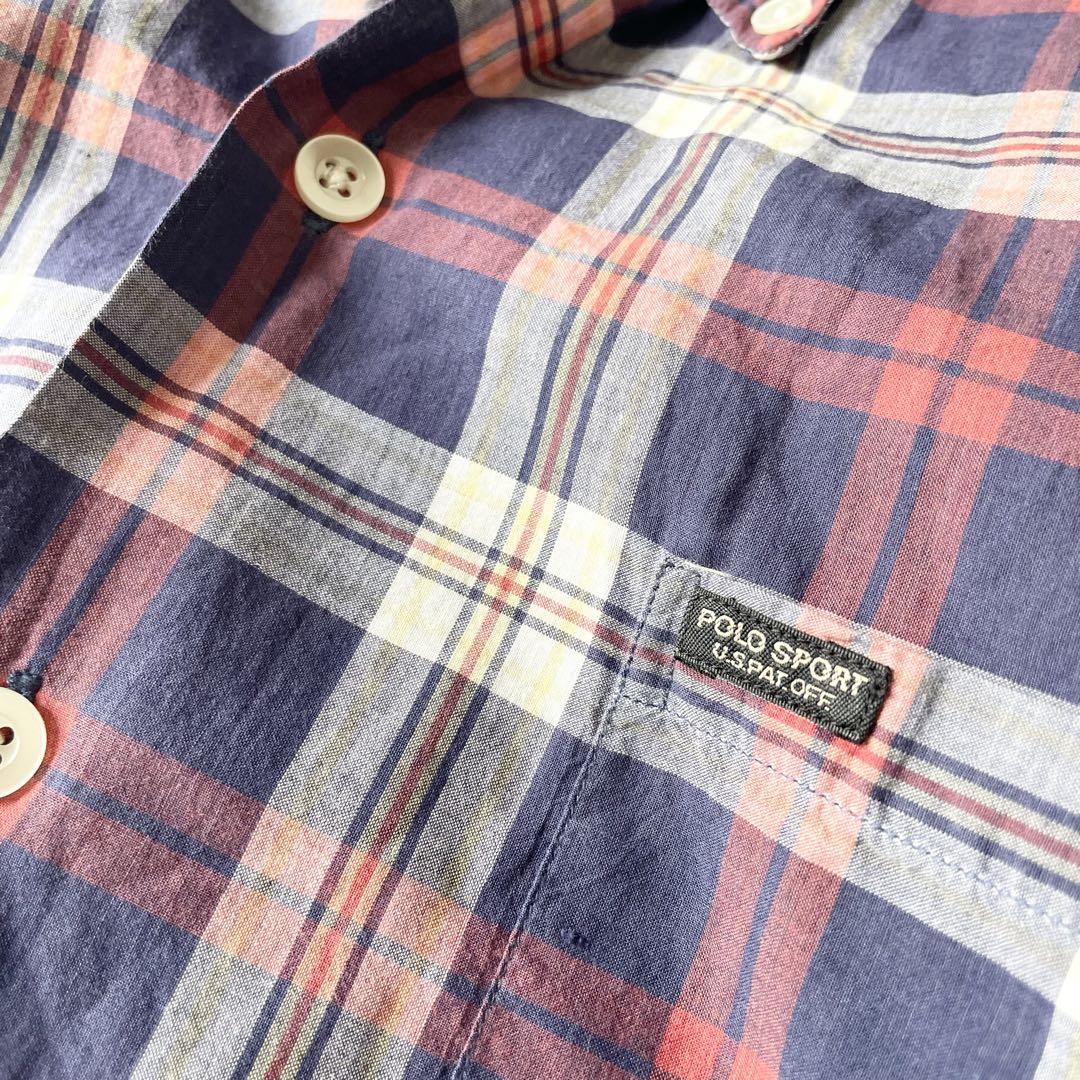 ポロスポーツ 美品 90s POLO SPORT チェックシャツ L 短丈