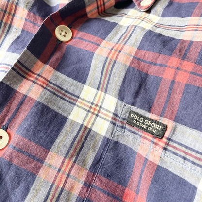 ポロスポーツ 美品 90s POLO SPORT チェックシャツ L 短丈