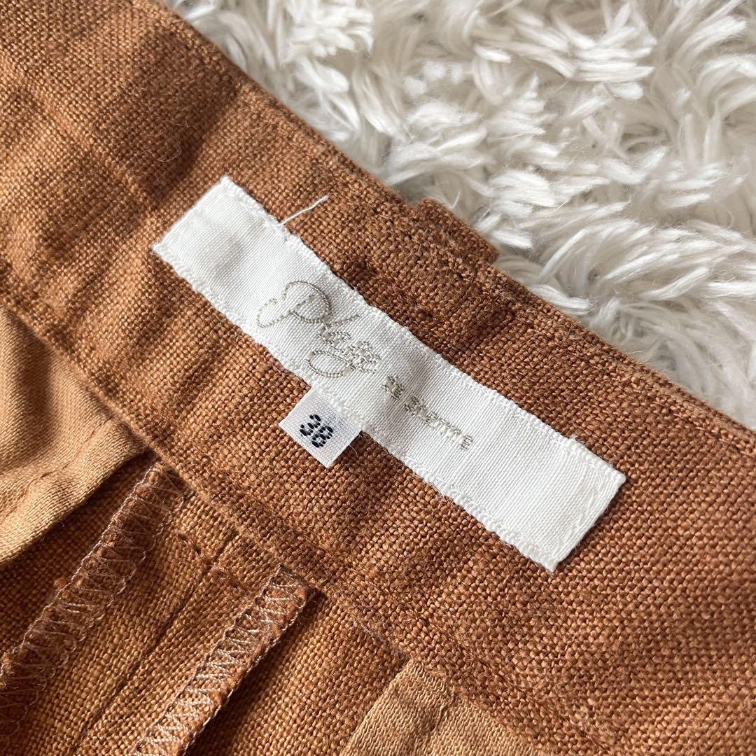 プラージュ 美品 plage リネントラウザーズ 38 ブラウン