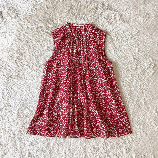 ソレイアード ノースリーブブラウス コットンプリント レッド