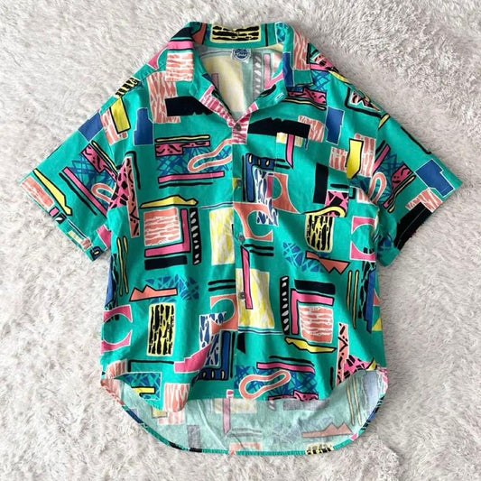 90s HEAT 美品 オープンカラーシャツ USA製