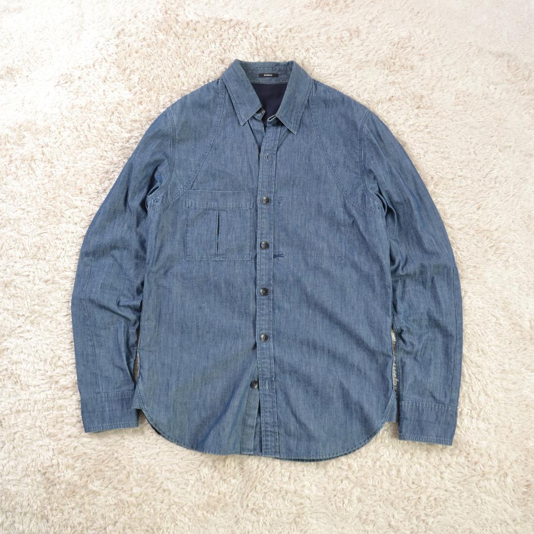 デンハム 美品 DENHAM シャンブレー 長袖シャツ S ポルトガル製