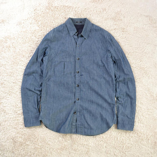 デンハム 美品 DENHAM シャンブレー 長袖シャツ S ポルトガル製