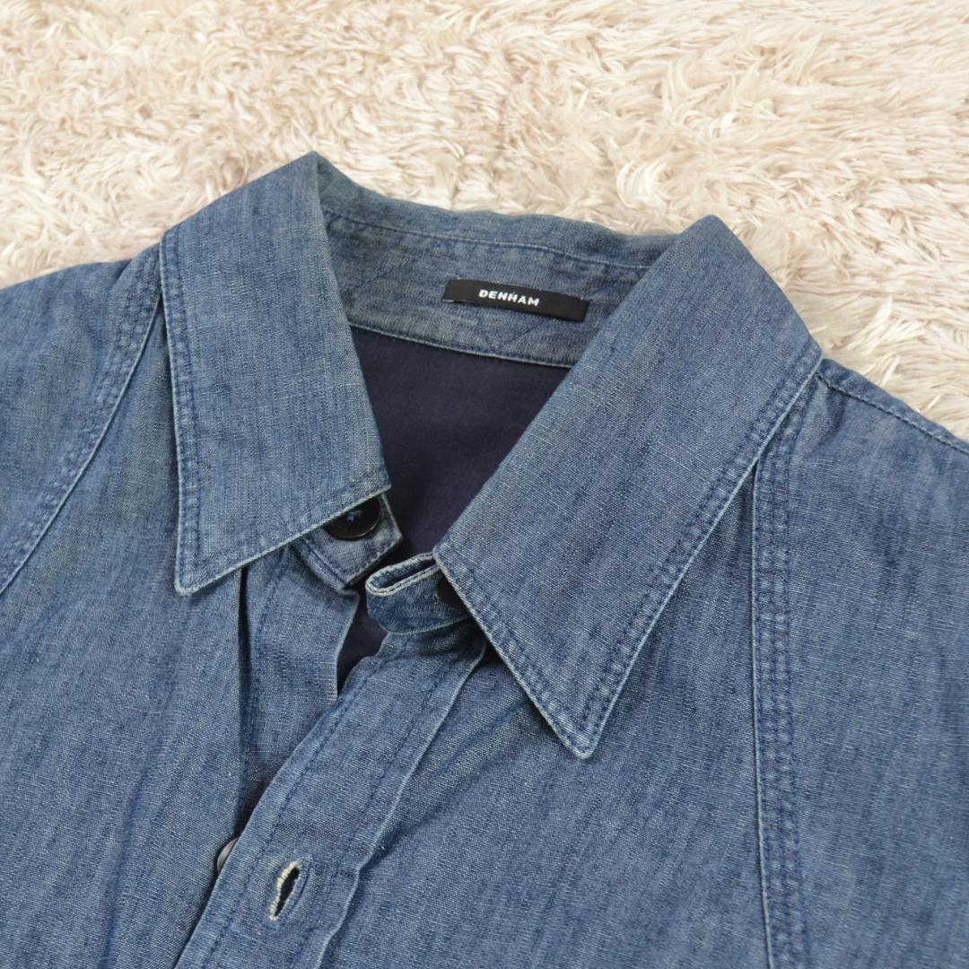 デンハム 美品 DENHAM シャンブレー 長袖シャツ S ポルトガル製