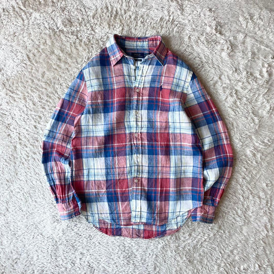 ラルフローレン 美品 リネンシャツ XS マドラスチェック