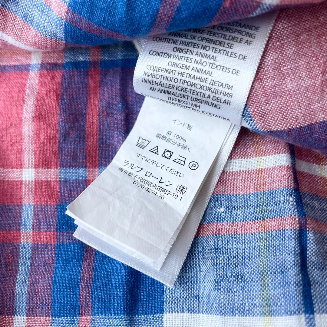ラルフローレン 美品 リネンシャツ XS マドラスチェック