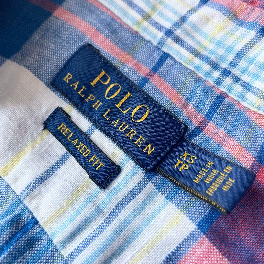 ラルフローレン 美品 リネンシャツ XS マドラスチェック