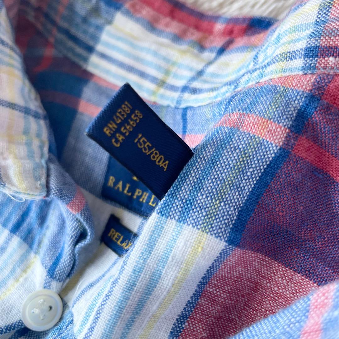 ラルフローレン 美品 リネンシャツ XS マドラスチェック