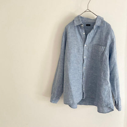 イチ 美品 ichi リネンシャツ F 青