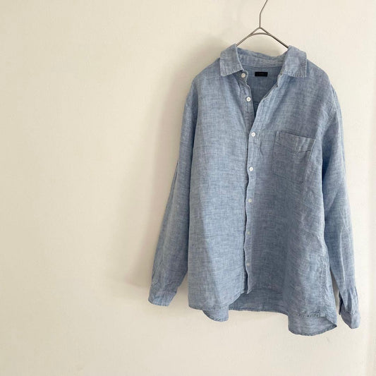 イチ 美品 ichi リネンシャツ F 青