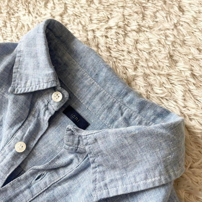 イチ 美品 ichi リネンシャツ F 青
