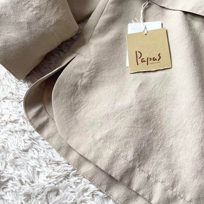 パパス 新品タグ付 PAPAS ライトマットクロスシャツ型ブルゾン M ベージュ