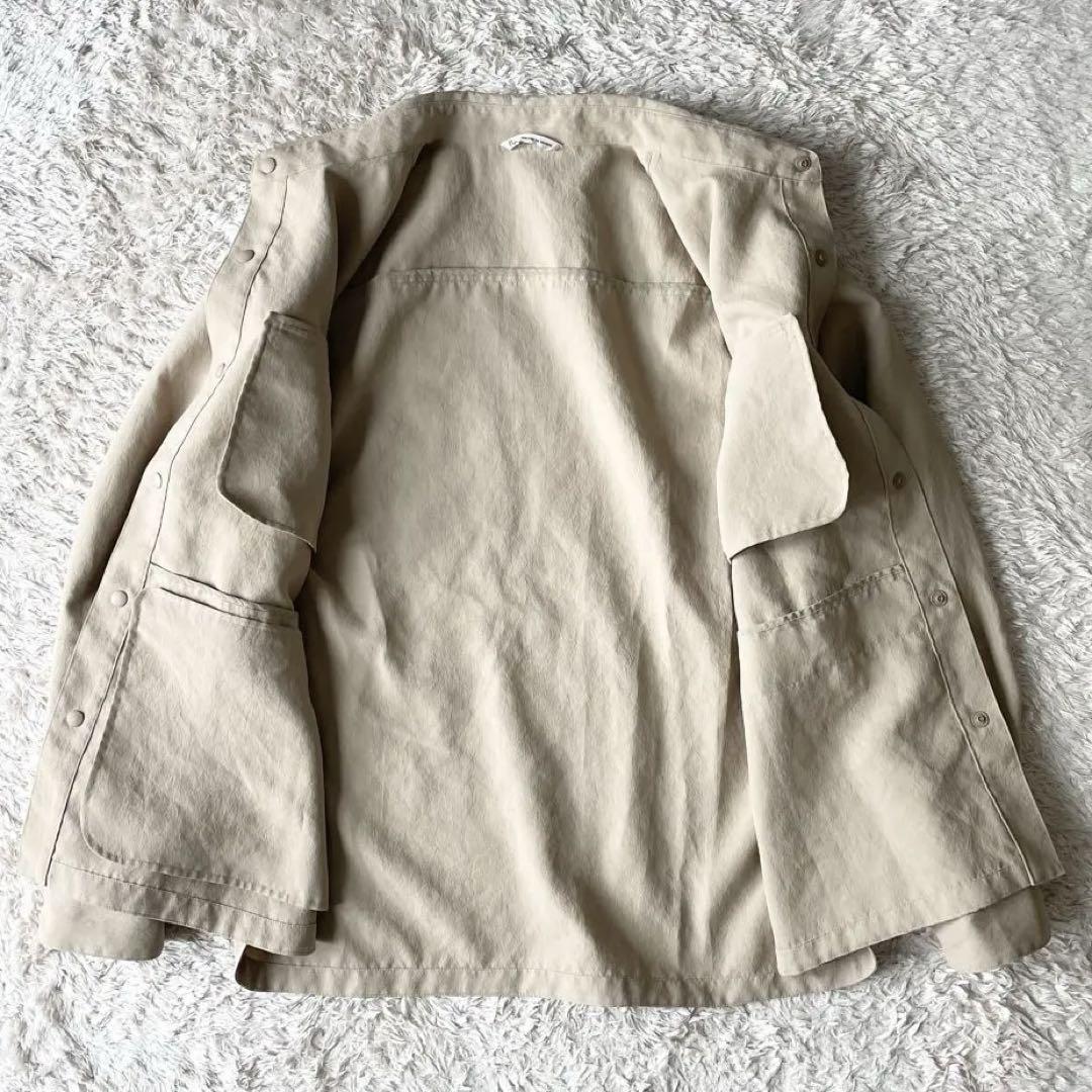 パパス 新品タグ付 PAPAS ライトマットクロスシャツ型ブルゾン M ベージュ