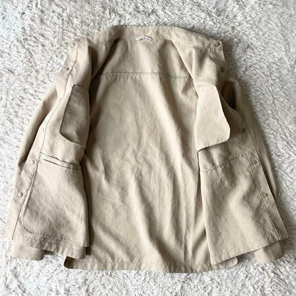 パパス 新品タグ付 PAPAS ライトマットクロスシャツ型ブルゾン M ベージュ