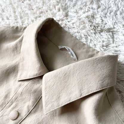 パパス 新品タグ付 PAPAS ライトマットクロスシャツ型ブルゾン M ベージュ