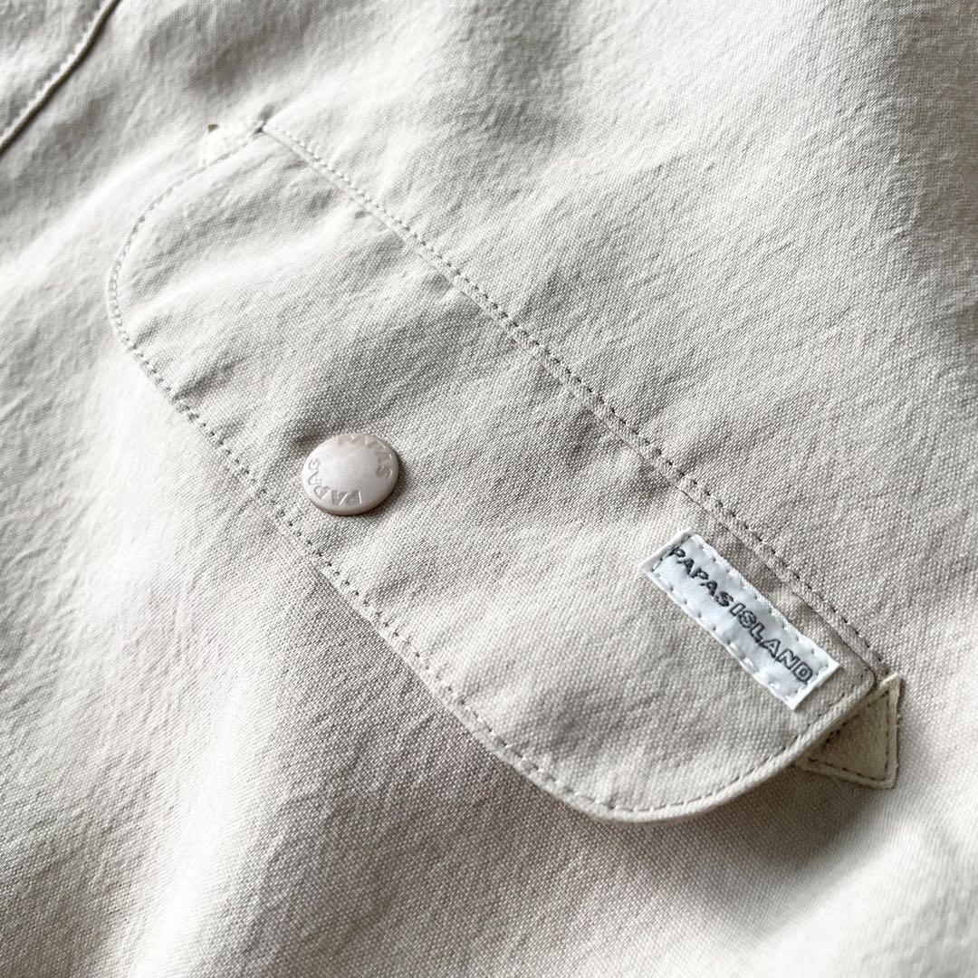 パパス 新品タグ付 PAPAS ライトマットクロスシャツ型ブルゾン M ベージュ