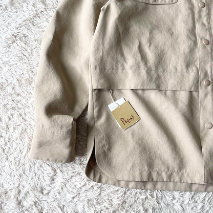 パパス 新品タグ付 PAPAS ライトマットクロスシャツ型ブルゾン M ベージュ