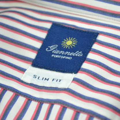 ジャンネット 極美品 GIANNETTO ワイドカラーシャツ 41 ストライプ