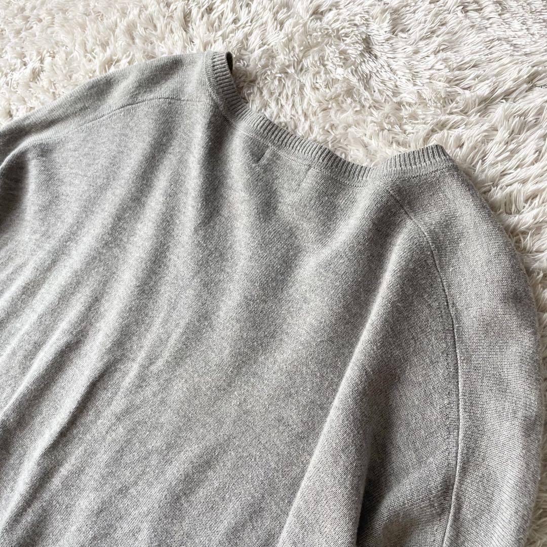 美品 ラルフローレン Vネック ハイゲージニットソー XS グレー