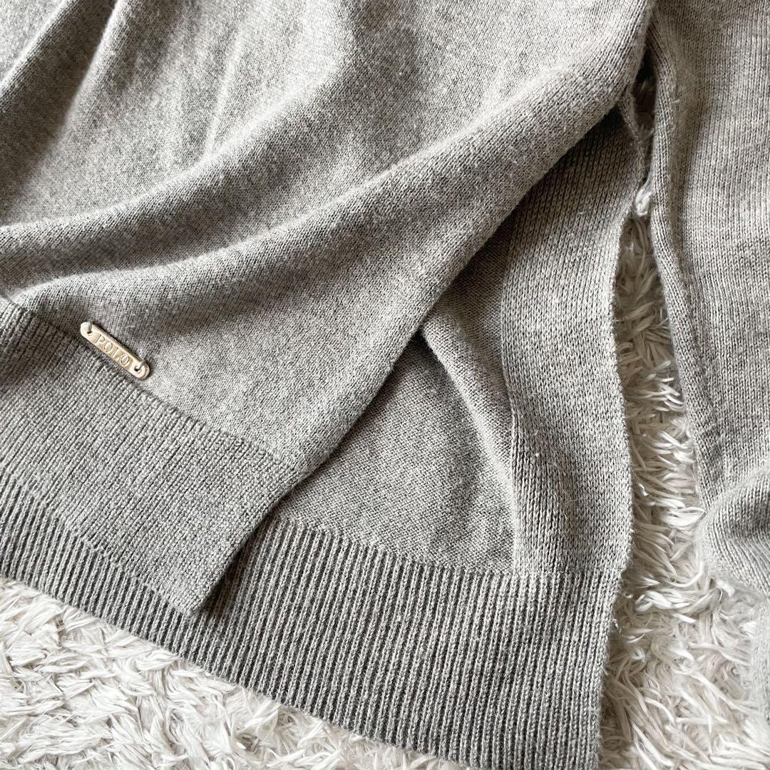 美品 ラルフローレン Vネック ハイゲージニットソー XS グレー