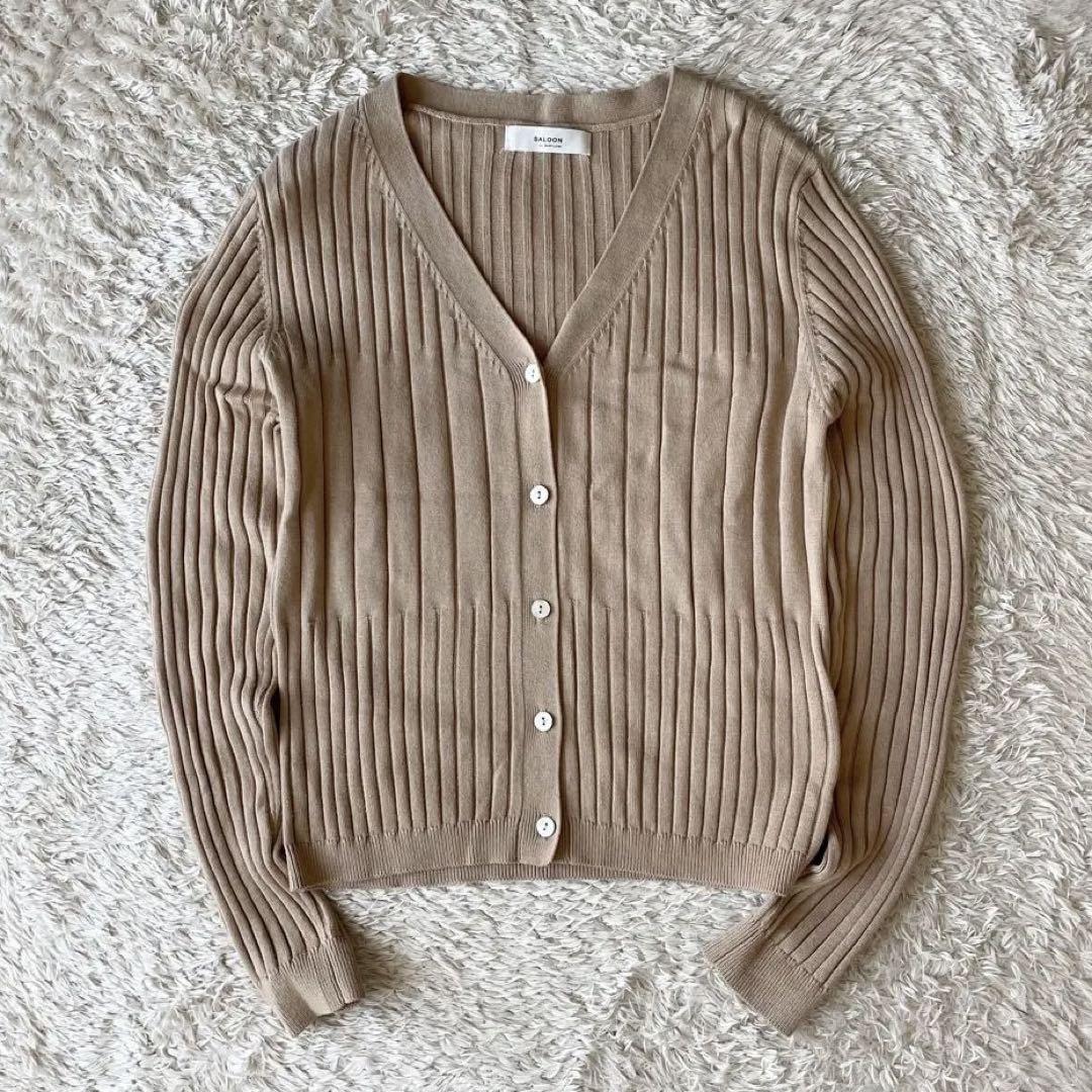 バビロン 美品 BABYLONE Vネックハイゲージニットカーディガン F