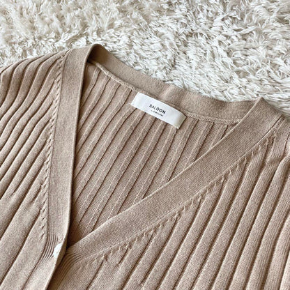 バビロン 美品 BABYLONE Vネックハイゲージニットカーディガン F