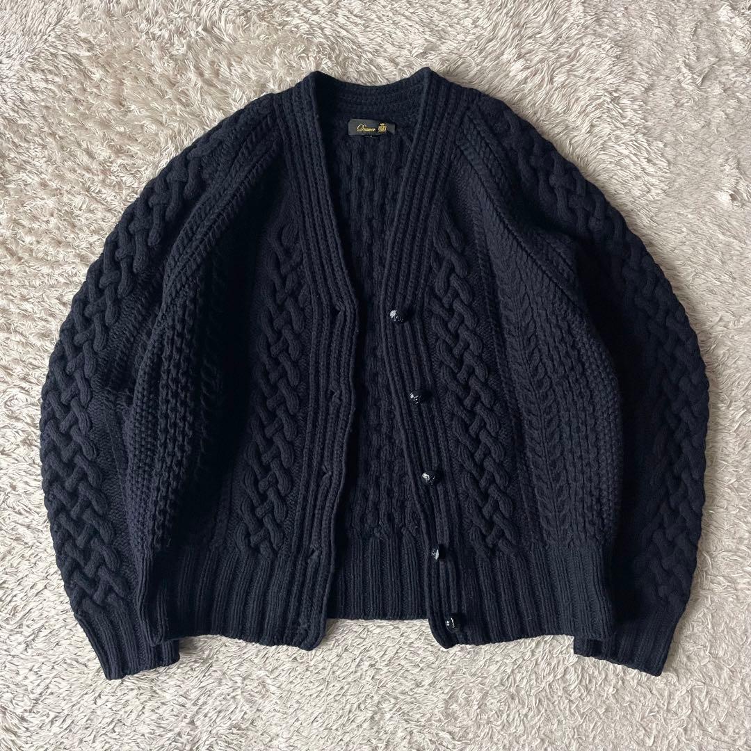 DRAWER wool cashmere cable cardigan 1 navy