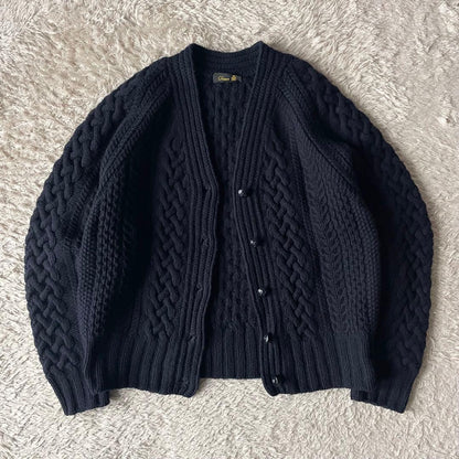 DRAWER wool cashmere cable cardigan 1 navy