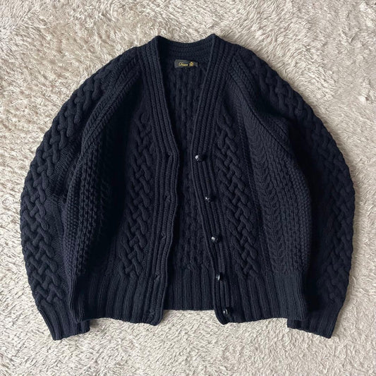 DRAWER wool cashmere cable cardigan 1 navy