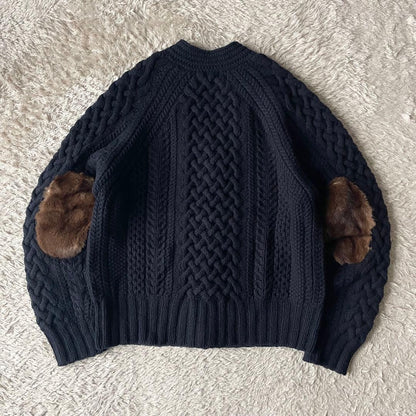 DRAWER wool cashmere cable cardigan 1 navy