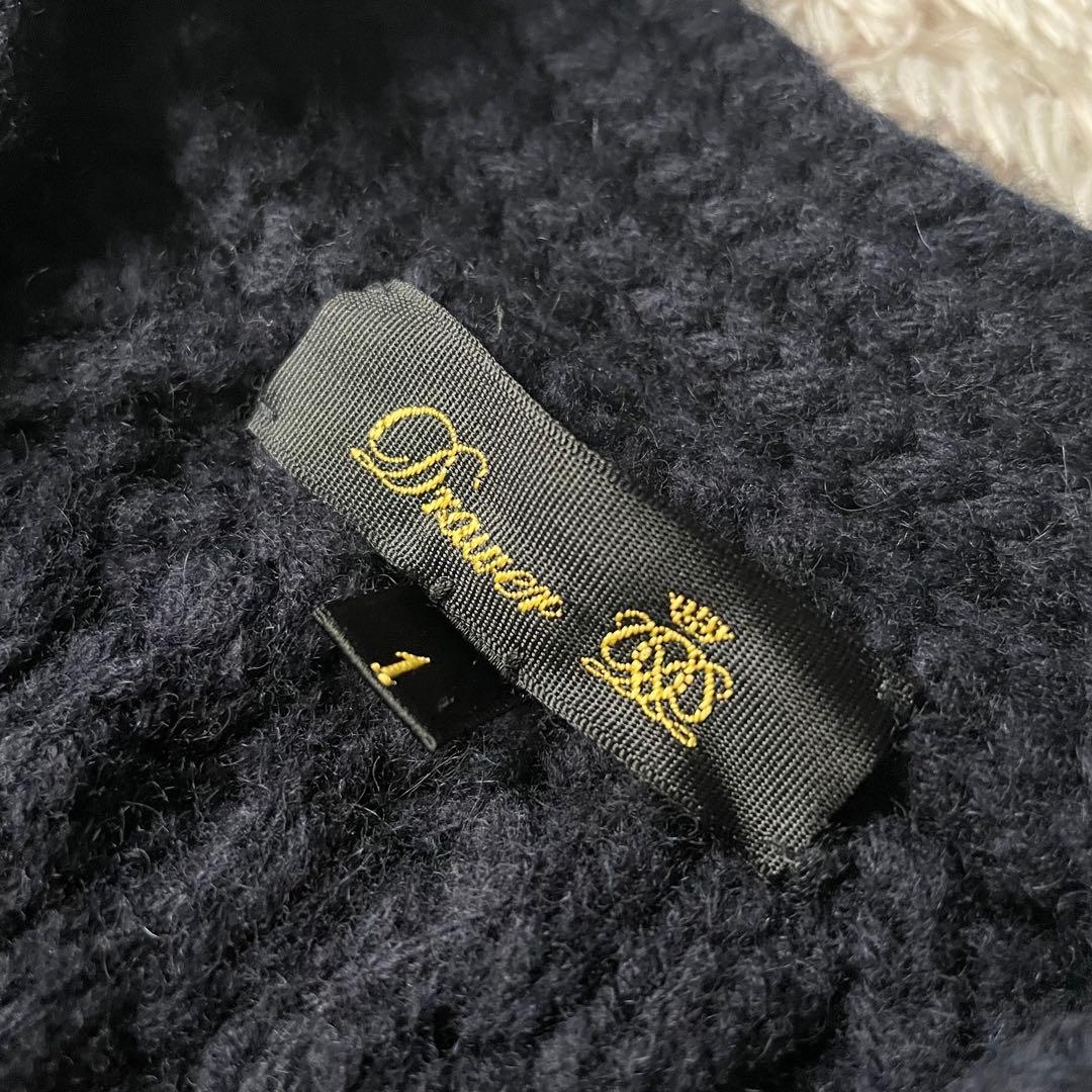 DRAWER wool cashmere cable cardigan 1 navy