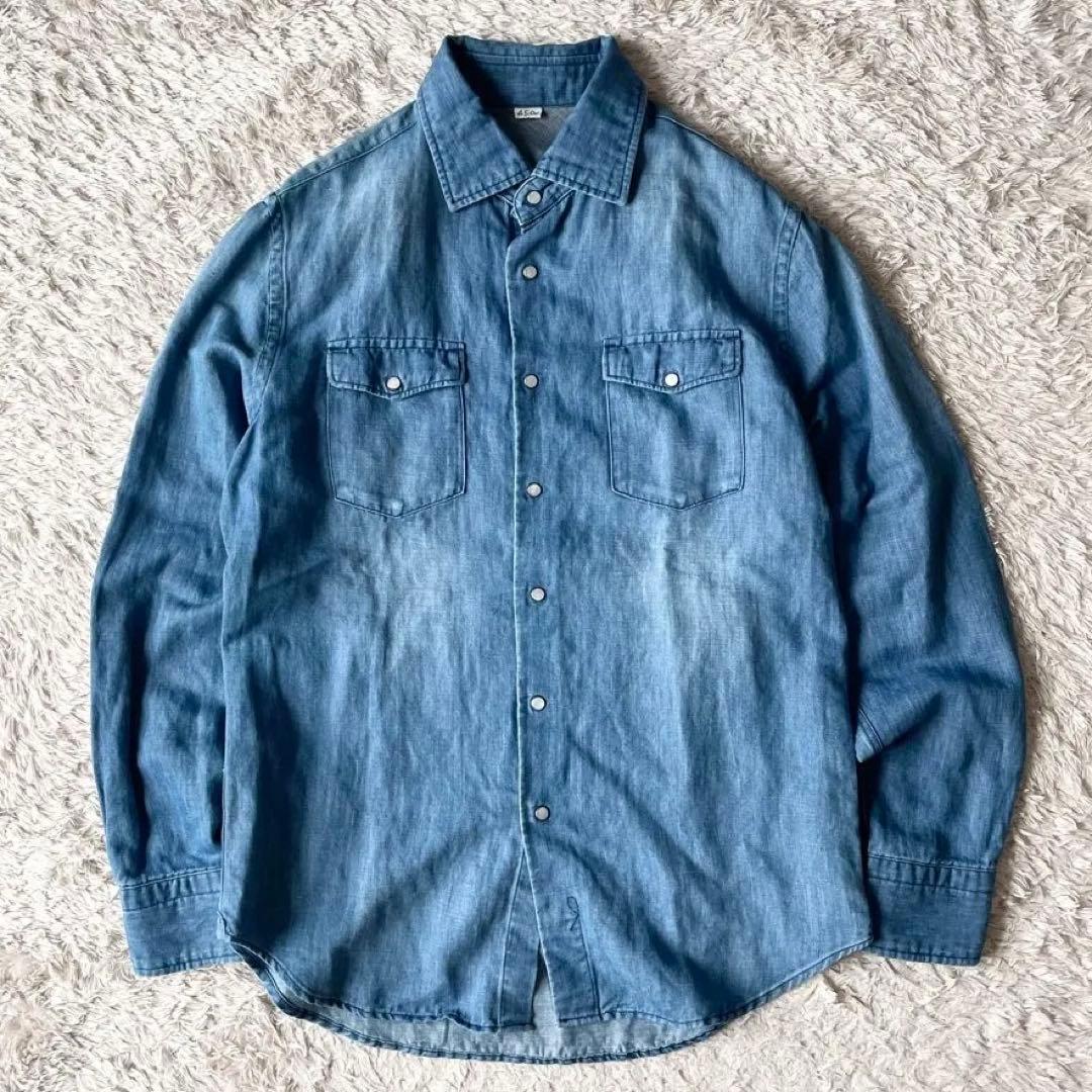 45R 極美品 コットンリネンシャツデニムの908イースタンシャツ 2