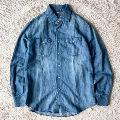 45R 極美品 コットンリネンシャツデニムの908イースタンシャツ 2