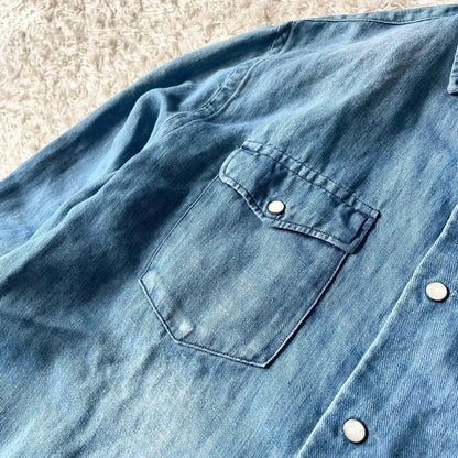 45R 極美品 コットンリネンシャツデニムの908イースタンシャツ 2