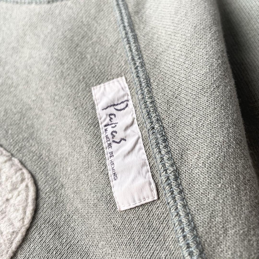 パパス papas ラグランフェルトロゴスウェット M グリーン