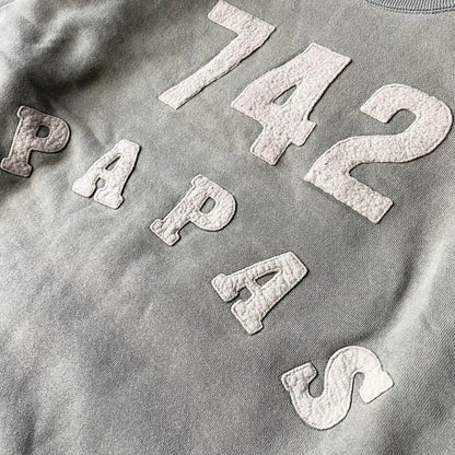 パパス papas ラグランフェルトロゴスウェット M グリーン