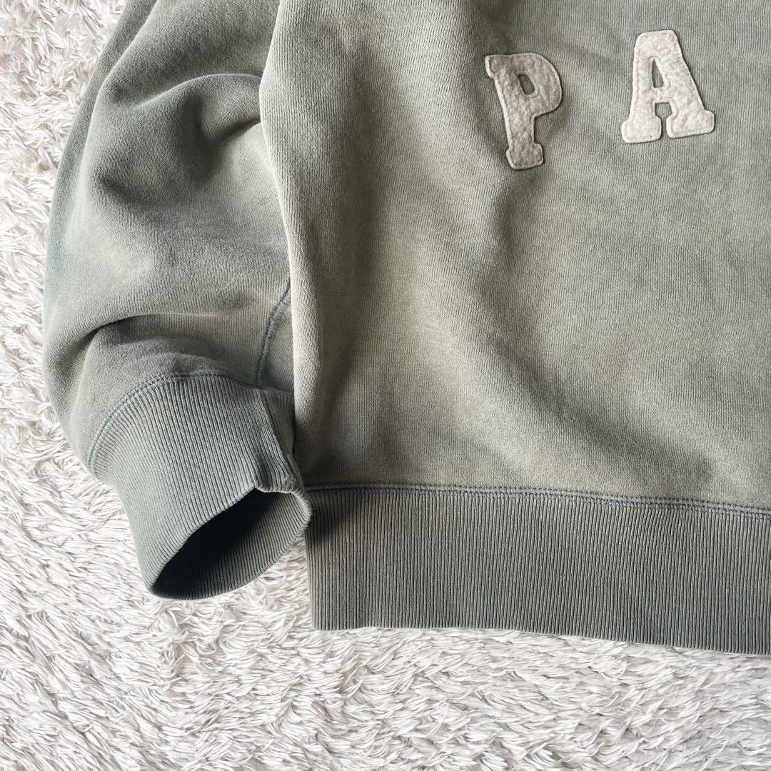 パパス papas ラグランフェルトロゴスウェット M グリーン