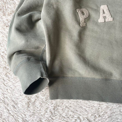 パパス papas ラグランフェルトロゴスウェット M グリーン