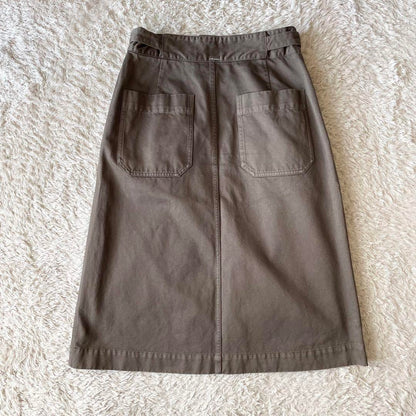 エムエイチエル 極美品 MHL ファインコットンロングスカート 2 グレージュ