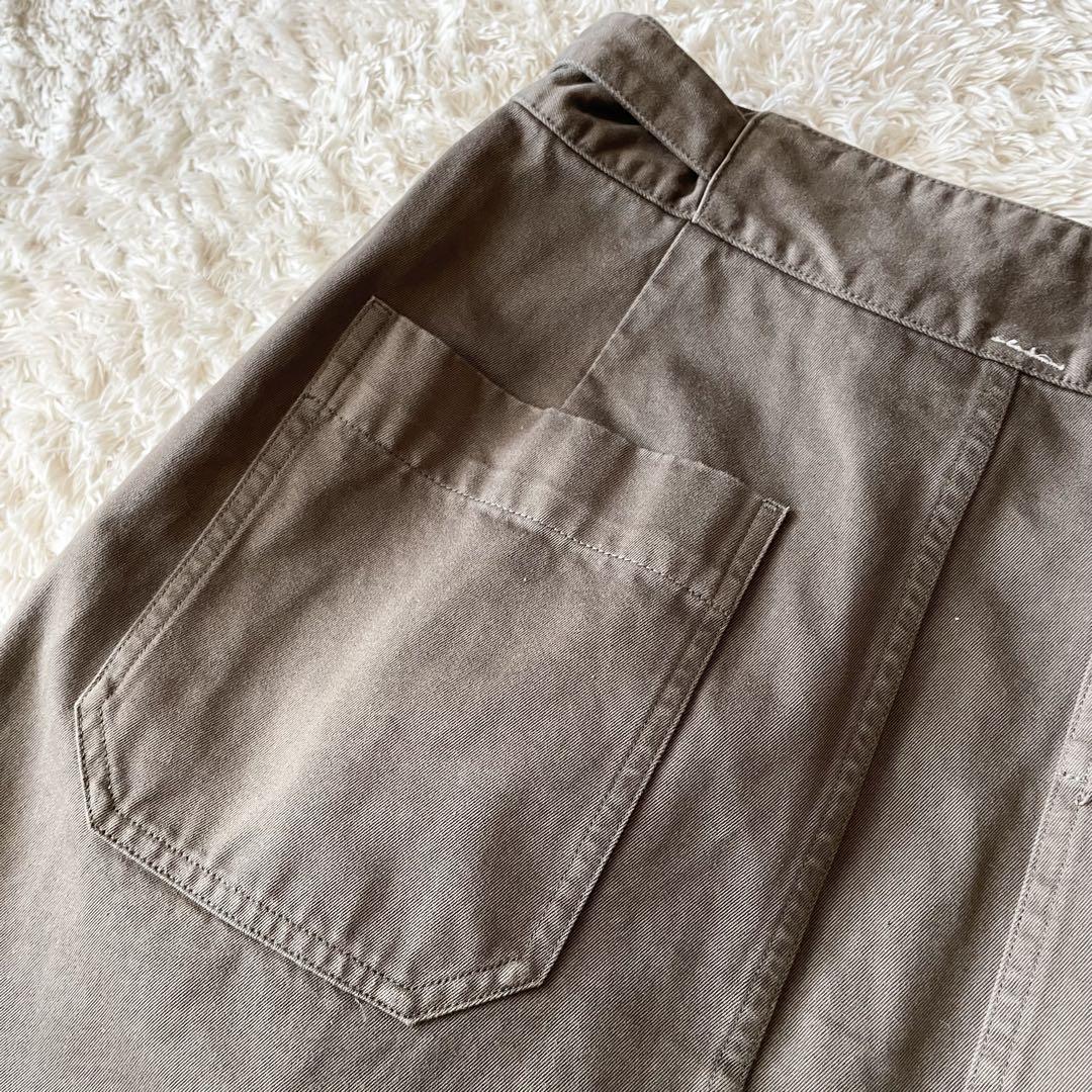 エムエイチエル 極美品 MHL ファインコットンロングスカート 2 グレージュ