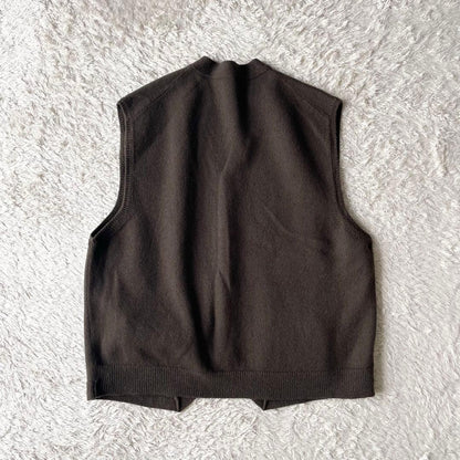 エムエイチエル 新品タグ付 MHL FELTED WOOL VEST 茶 L