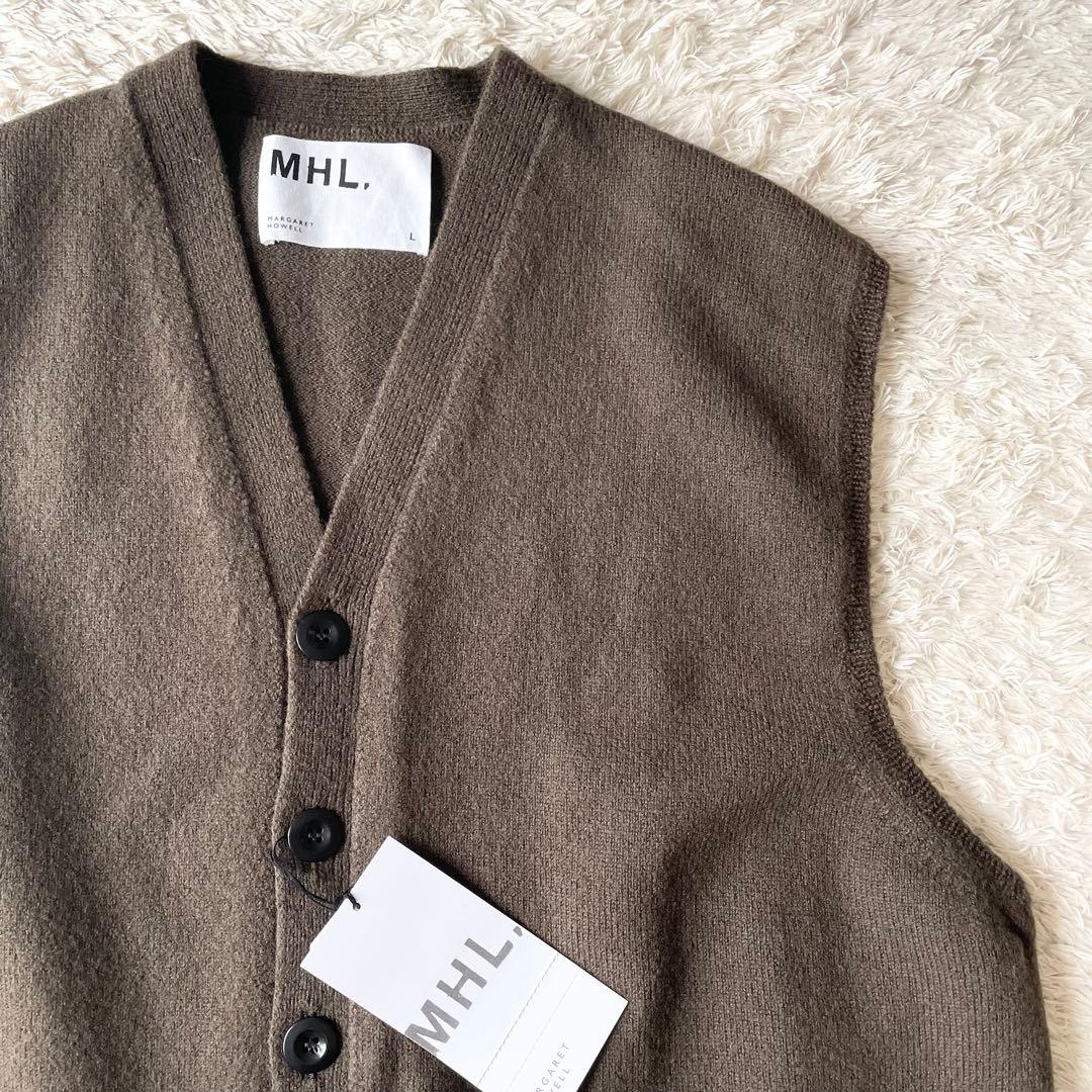エムエイチエル 新品タグ付 MHL FELTED WOOL VEST 茶 L