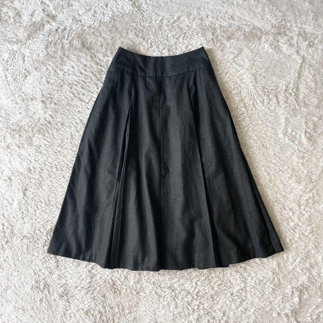 マーガレットハウエル 極美品 FINE FLANNEL ボックスプリーツスカート