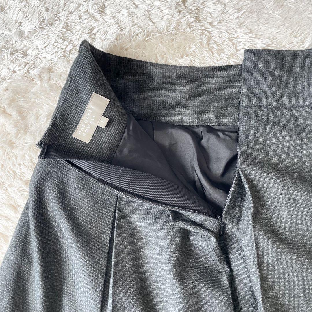 マーガレットハウエル 極美品 FINE FLANNEL ボックスプリーツスカート