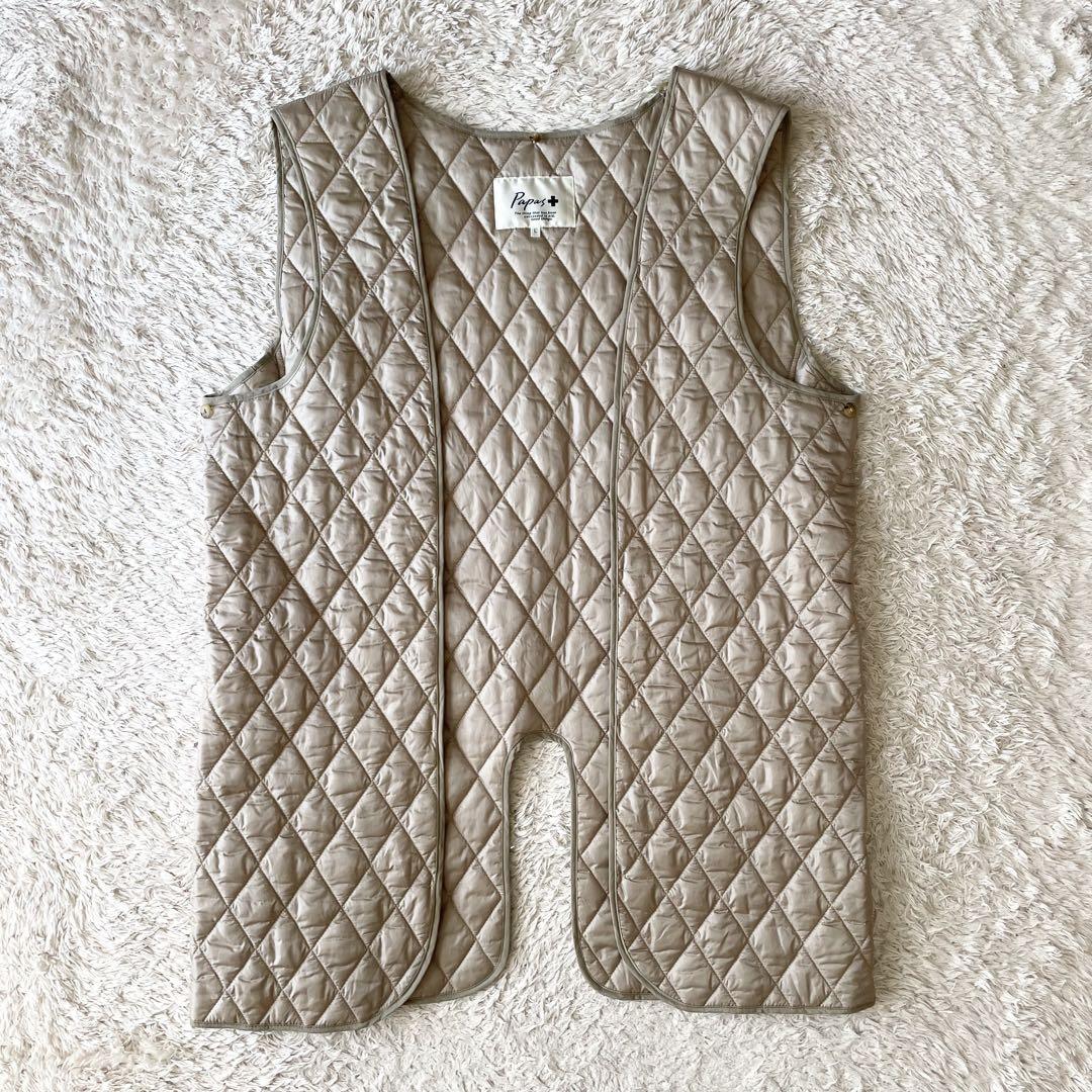 パパス 極美品 PAPAS ライナー付ステンカラーコート L ベージュ